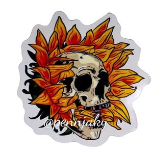🍂SKULL Sunflower lovers sticker for yeti water bottles laptops cards crafts etc
